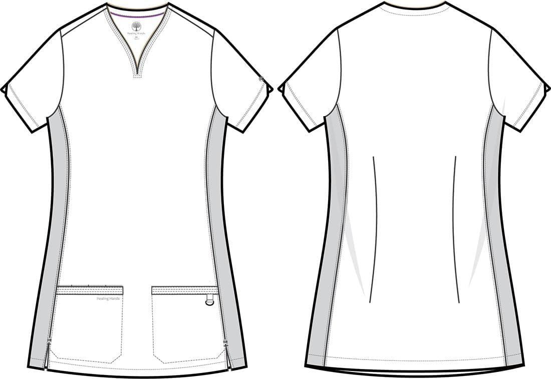 imageHealing Hands Purple Label Scrub Tops Women 2Way Stretch VNeck Jean Scrub Tops with 3 Pockets HH600Pewter
