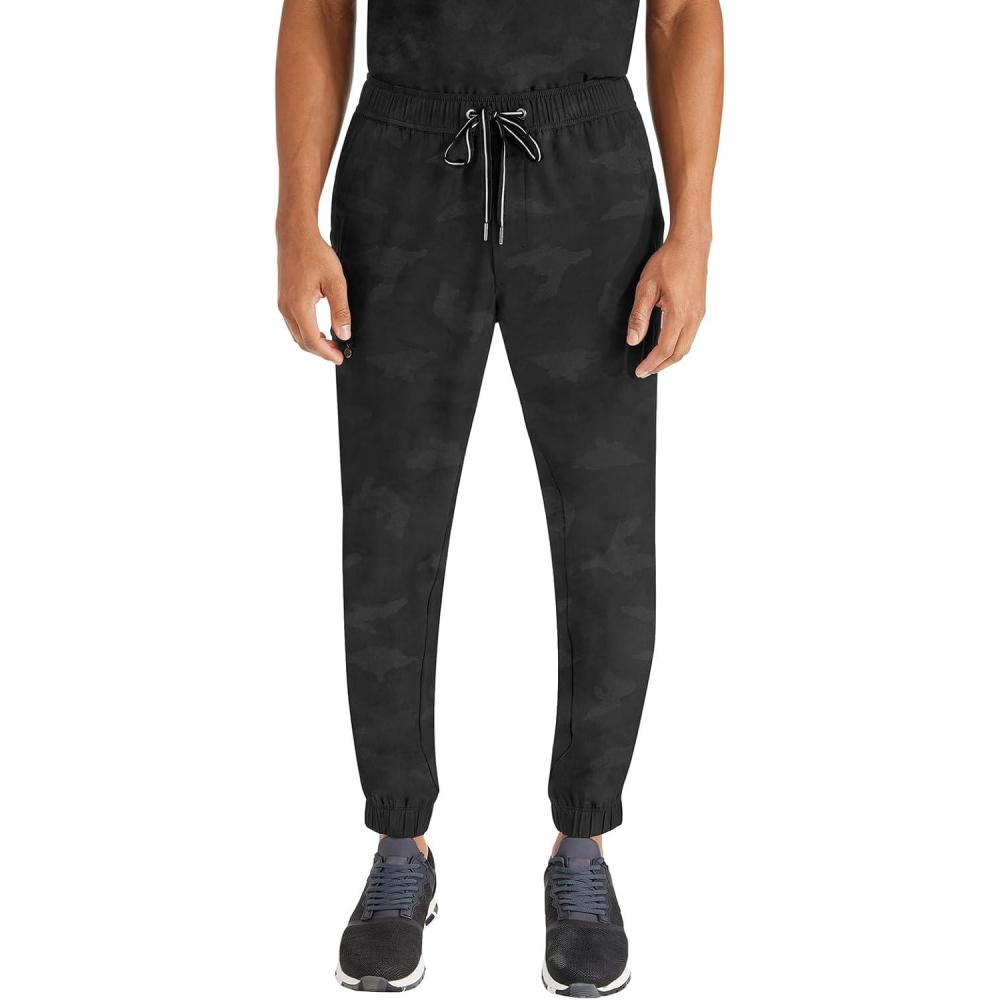 imageHealing Hands Mens Scrub Jogger Pants Drew Camo Bottoms Featuring Moisture Wicking Quick Dry ampamp 360 Stretch  9360Black
