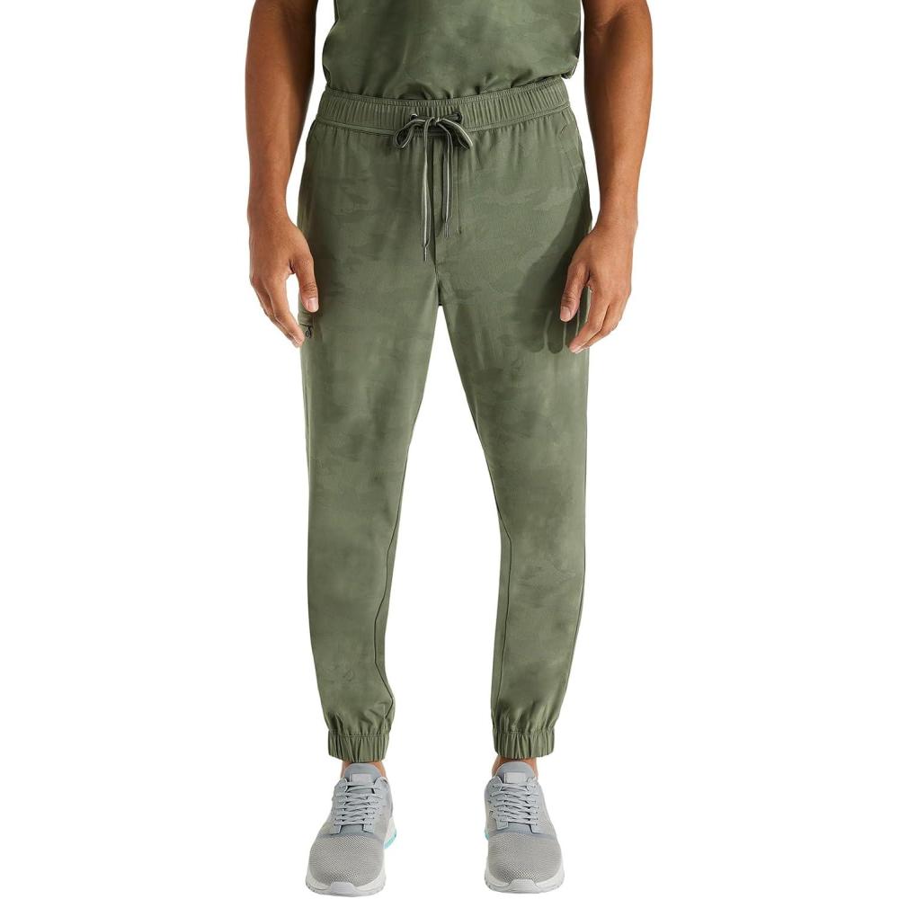 imageHealing Hands Mens Scrub Jogger Pants Drew Camo Bottoms Featuring Moisture Wicking Quick Dry ampamp 360 Stretch  9360Olive