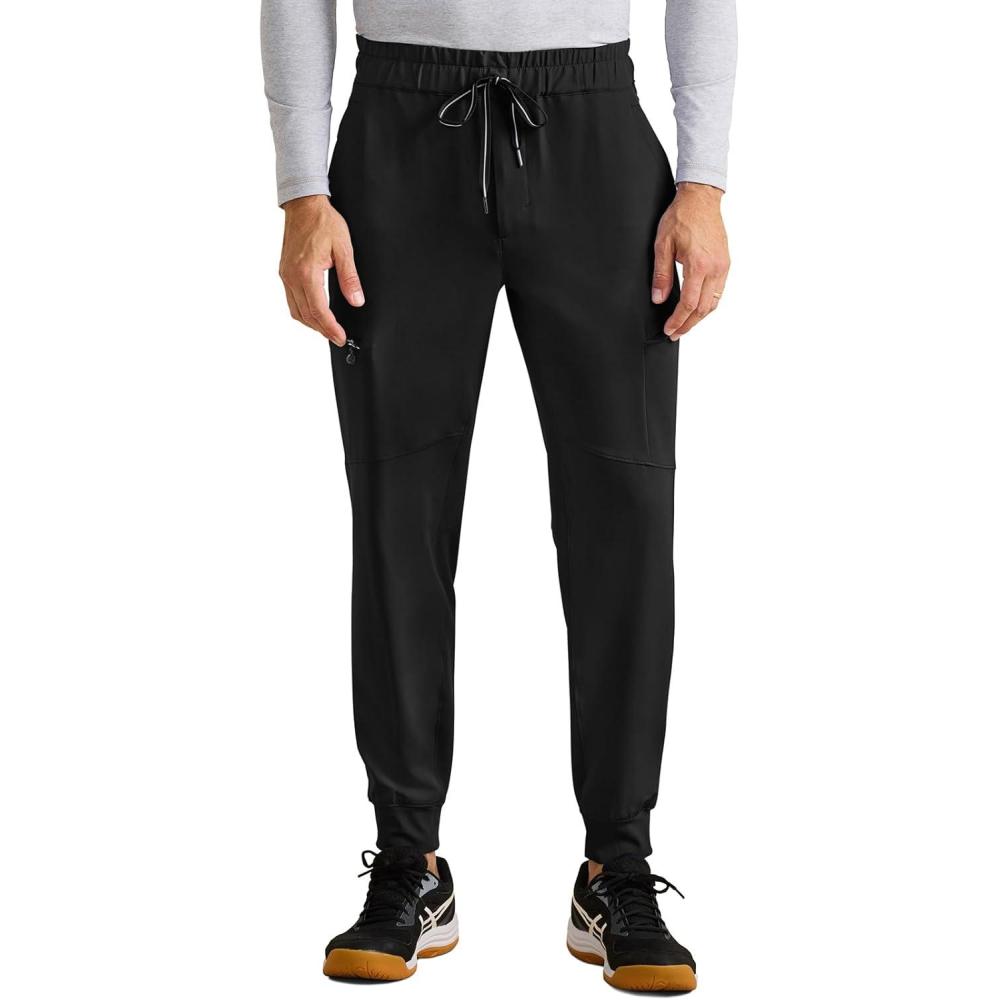 imageHealing Hands Mens Scrub Pant Nolen Jogger with 6 Pocket Moisture Wicking 360 Stretch ampamp Recycled Fibers 9172Black