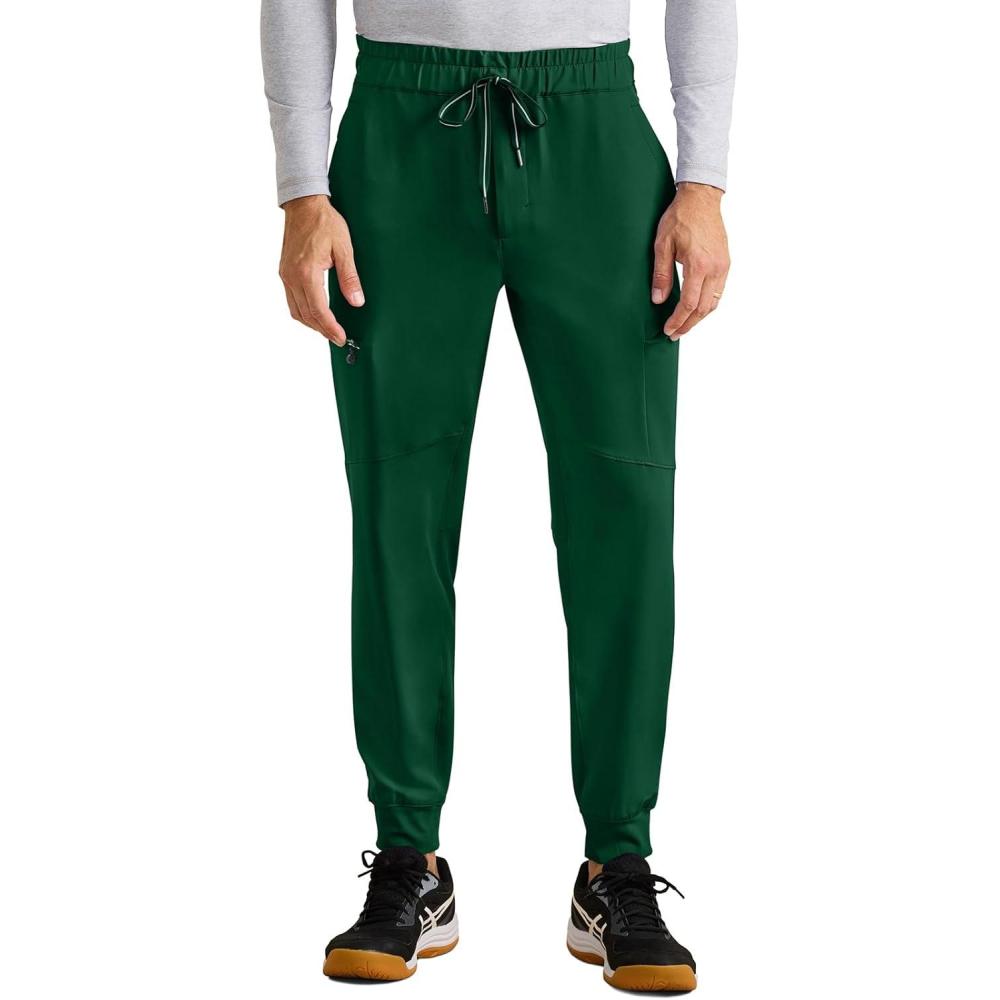 imageHealing Hands Mens Scrub Pant Nolen Jogger with 6 Pocket Moisture Wicking 360 Stretch ampamp Recycled Fibers 9172Dark Pine