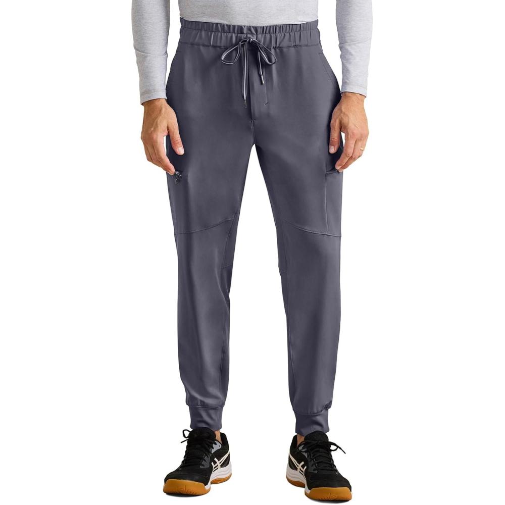 imageHealing Hands Mens Scrub Pant Nolen Jogger with 6 Pocket Moisture Wicking 360 Stretch ampamp Recycled Fibers 9172Pewter