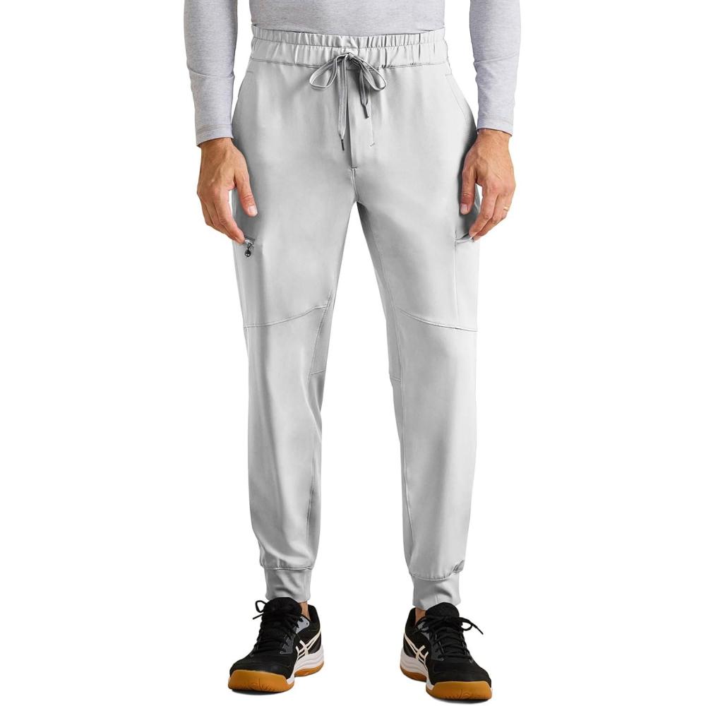 imageHealing Hands Mens Scrub Pant Nolen Jogger with 6 Pocket Moisture Wicking 360 Stretch ampamp Recycled Fibers 9172Silver Stone