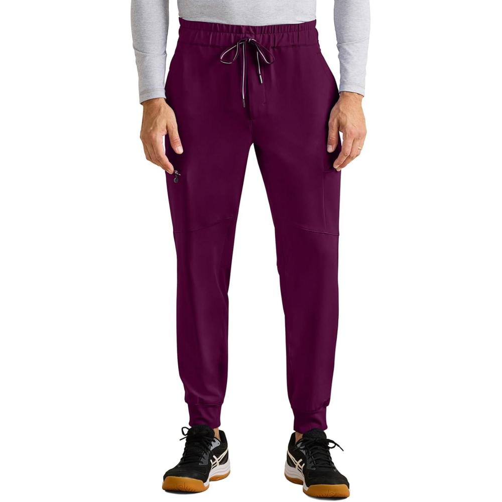 imageHealing Hands Mens Scrub Pant Nolen Jogger with 6 Pocket Moisture Wicking 360 Stretch ampamp Recycled Fibers 9172Wine
