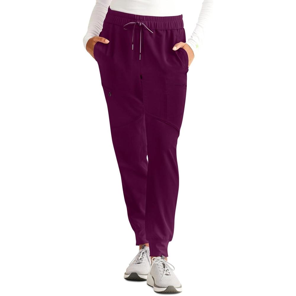 imageHealing Hands Womens Scrub Jogger Pant Naya with 6 Pockets Moisture Wicking 360 Stretch ampamp Recycled Fibers 9156Wine