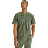 Healing Hands Scrubs for Men V-Neck Scrub Top Jack Camo with Chest Pocket, Moisture Wicking, 360° Stretch & Side Vents 2360(Olive)