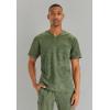 Healing Hands Scrubs for Men V-Neck Scrub Top Jack Camo with Chest Pocket, Moisture Wicking, 360° Stretch & Side Vents 2360(Olive)