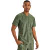 Healing Hands Scrubs for Men V-Neck Scrub Top Jack Camo with Chest Pocket, Moisture Wicking, 360° Stretch & Side Vents 2360(Olive)