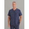 Healing Hands Scrubs for Men V-Neck Scrub Top Jack Camo with Chest Pocket, Moisture Wicking, 360° Stretch & Side Vents 2360(Pewter)