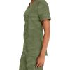 Healing Hands Scrubs for Women V-Neck Scrub Top Joy Camo with Moisture Wicking,360° Stretch & Quick Dry Fabric 2353(Olive)