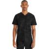 Healing Hands Scrubs for Men V-Neck Scrub Top Jack Camo with Chest Pocket, Moisture Wicking, 360° Stretch & Side Vents 2360(Black)