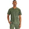 Healing Hands Scrubs for Men V-Neck Scrub Top Jack Camo with Chest Pocket, Moisture Wicking, 360° Stretch & Side Vents 2360(Olive)