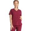 Healing Hands Scrubs for Women V-Neck Scrub Top Joy Camo with Moisture Wicking,360° Stretch & Quick Dry Fabric 2353(Wine)