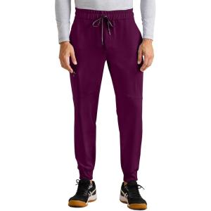Healing Hands Men’s Scrub Pant Nolen Jogger with 6 Pocket, Moisture Wicking, 360° Stretch & Recycled Fibers 9172(Wine)