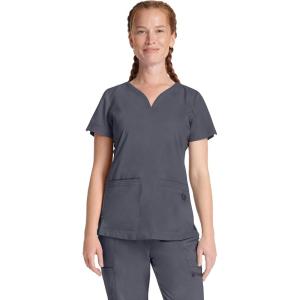 Healing Hands Purple Label Scrub Tops Women – 2-Way Stretch, V-Neck Jean Scrub Tops with 3 Pockets – HH600(Pewter)