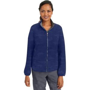 Healing Hands Scrub Jackets For Woman Destini Camo Jacket With 3 Pockets Moisture Wicking & 360° Stretch Fabric 5030(Navy)