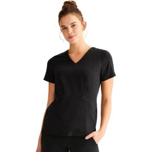 Healing Hands Scrubs for Women V-Neck Scrub Top Jolie with 2 Zip Pockets, Moisture Wicking & 360° Stretch Fabric HH601(Black)