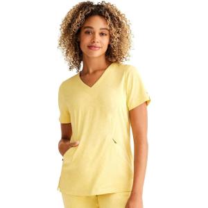 Healing Hands Scrubs for Women V-Neck Scrub Top Jolie with 2 Zip Pockets, Moisture Wicking & 360° Stretch Fabric HH601(Marigold)