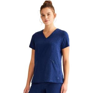 Healing Hands Scrubs for Women V-Neck Scrub Top Jolie with 2 Zip Pockets, Moisture Wicking & 360° Stretch Fabric HH601(Navy)