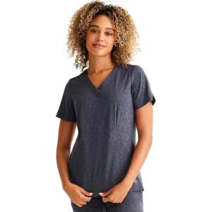 Healing Hands Scrubs for Women V-Neck Scrub Top Jolie with 2 Zip Pockets, Moisture Wicking & 360° Stretch Fabric HH601(Pewter)