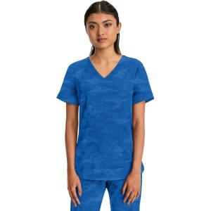 Healing Hands Scrubs for Women V-Neck Scrub Top Joy Camo with Moisture Wicking,360° Stretch & Quick Dry Fabric 2353(Royal)