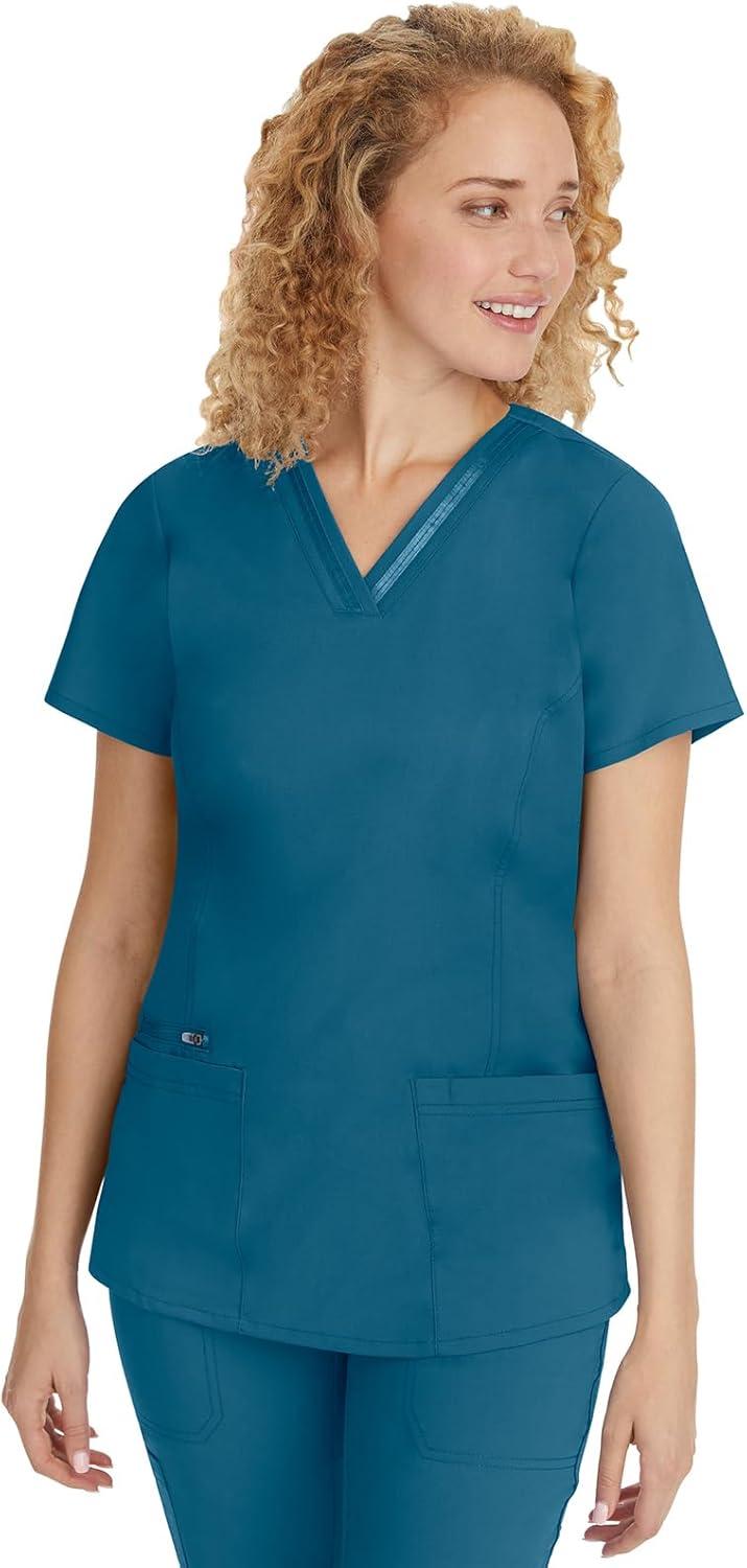imageHealing Hands Scrub Set For Women with 5 Pockets VNeck Scrub Top 2278 and Taylor Pants 9095 with 2Way Stretch TechnologyCaribbean