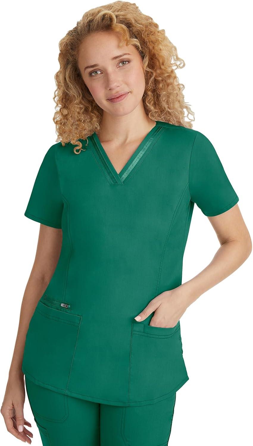 imageHealing Hands Scrub Set For Women with 5 Pockets VNeck Scrub Top 2278 and Taylor Pants 9095 with 2Way Stretch TechnologyHunter