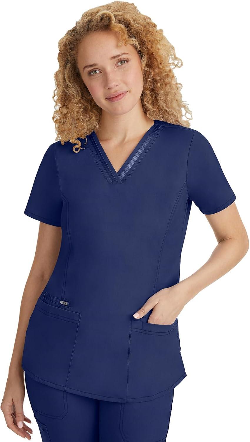 imageHealing Hands Scrub Set For Women with 5 Pockets VNeck Scrub Top 2278 and Taylor Pants 9095 with 2Way Stretch TechnologyNavy