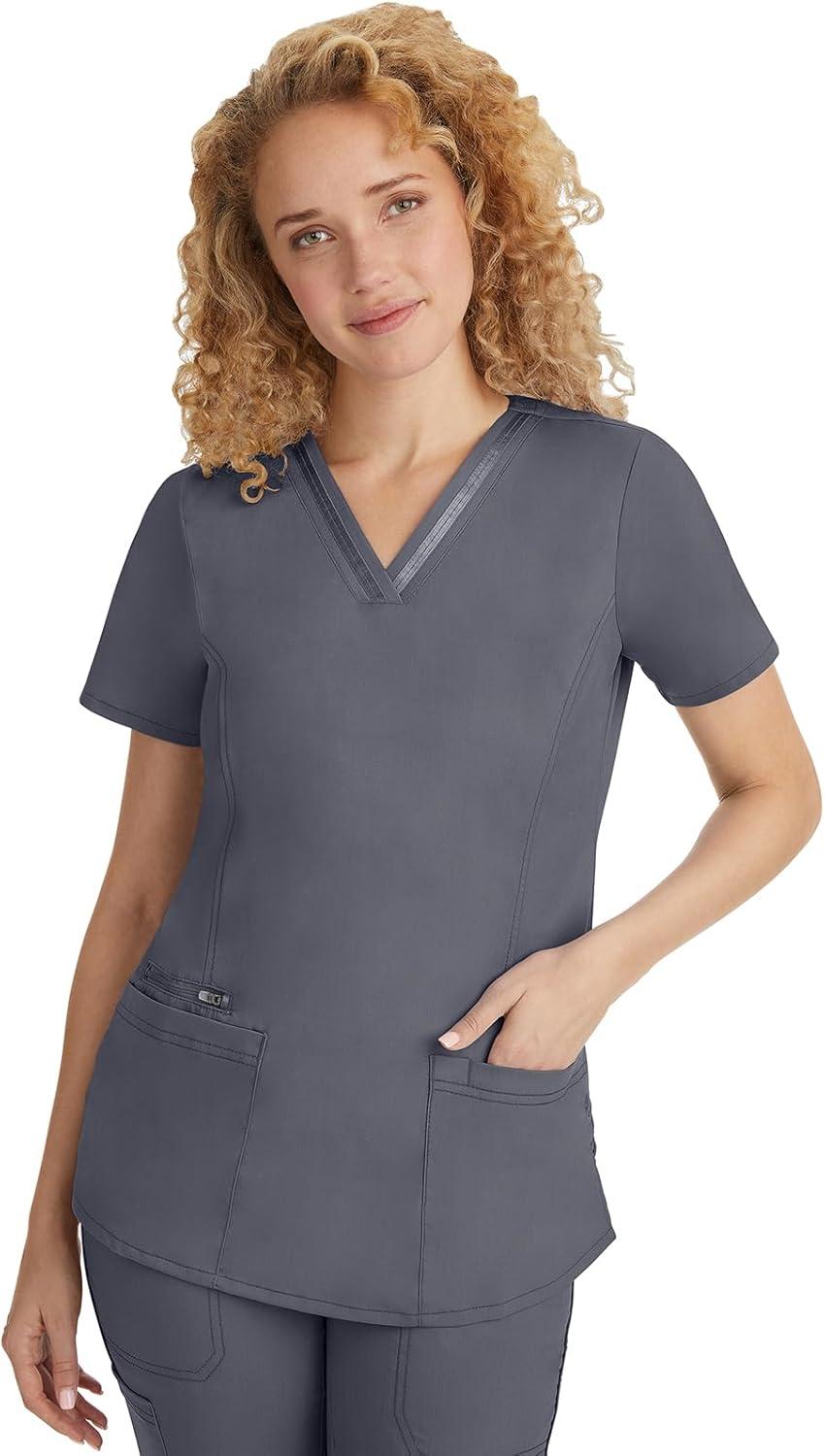 imageHealing Hands Scrub Set For Women with 5 Pockets VNeck Scrub Top 2278 and Taylor Pants 9095 with 2Way Stretch TechnologyPewter