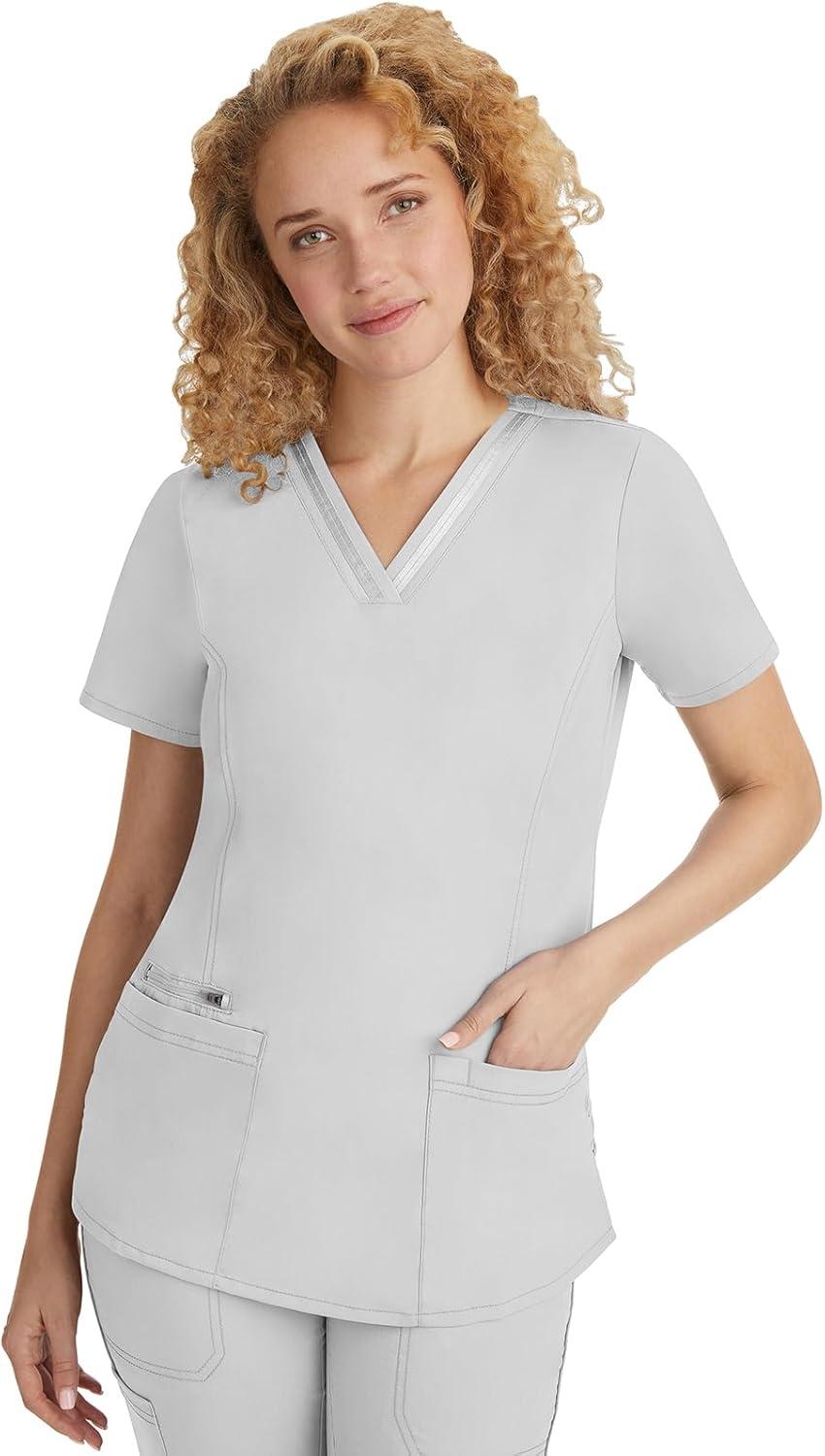 imageHealing Hands Scrub Set For Women with 5 Pockets VNeck Scrub Top 2278 and Taylor Pants 9095 with 2Way Stretch TechnologyWhite