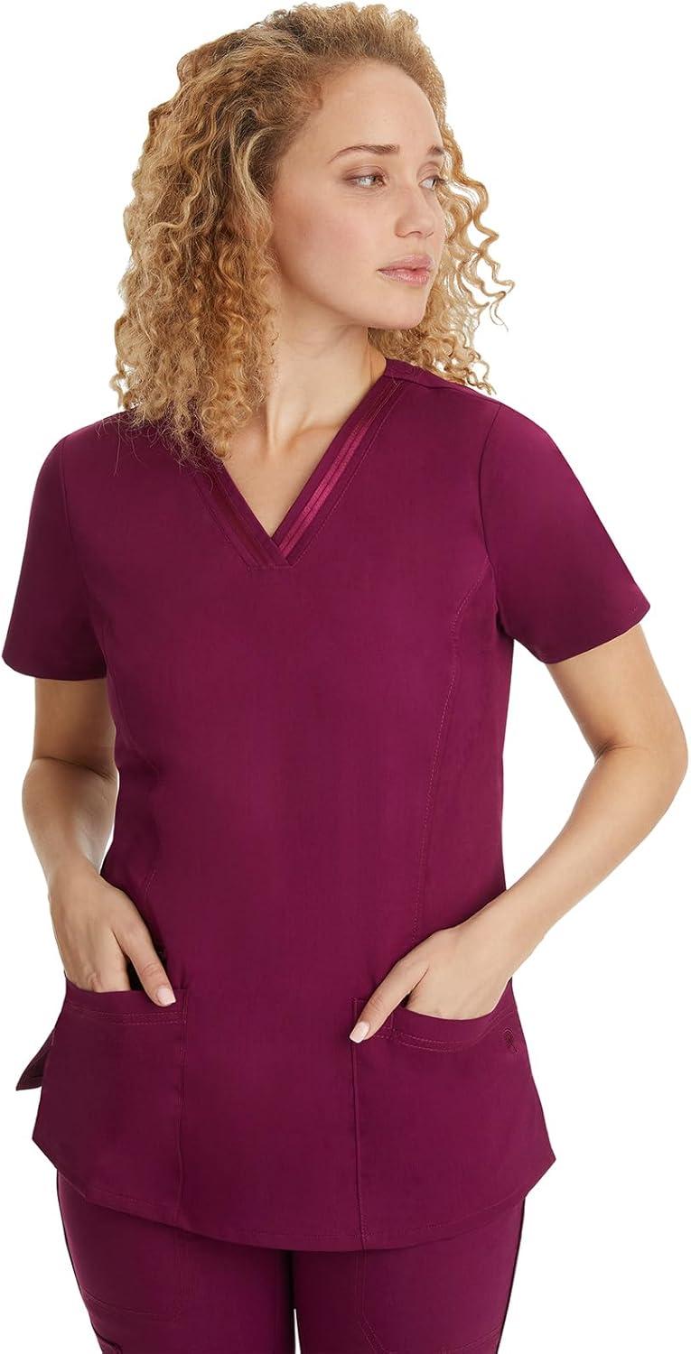 imageHealing Hands Scrub Set For Women with 5 Pockets VNeck Scrub Top 2278 and Taylor Pants 9095 with 2Way Stretch TechnologyWine