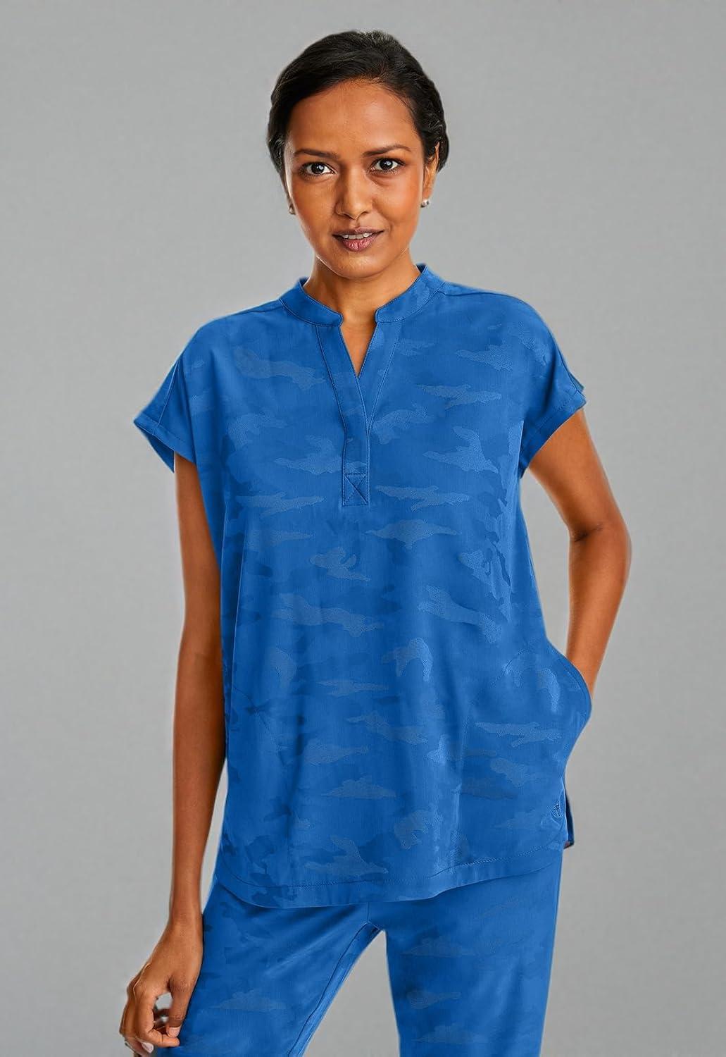 imageHealing Hands Scrub Top for Women Modern Fit Tee with 2 Pockets Moisture Wicking 360 Stretch and Quick Dry Fabric 2352Royal