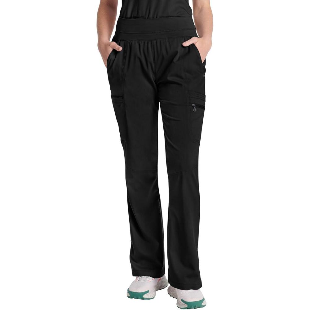 imageHealing Hands Scrub Pants for Women Purple Label Bootcut Yoga Pants with 8 Pockets ampamp Knit Waistband HH002Black