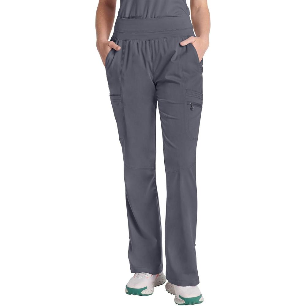 imageHealing Hands Scrub Pants for Women Purple Label Bootcut Yoga Pants with 8 Pockets ampamp Knit Waistband HH002Pewter