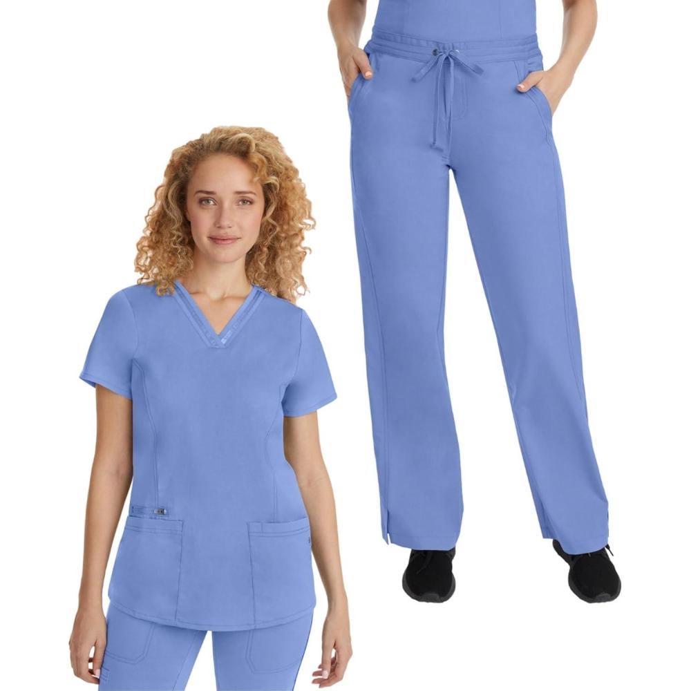 imageHealing Hands Scrub Set For Women with 5 Pockets VNeck Scrub Top 2278 and Taylor Pants 9095 with 2Way Stretch TechnologyCeil