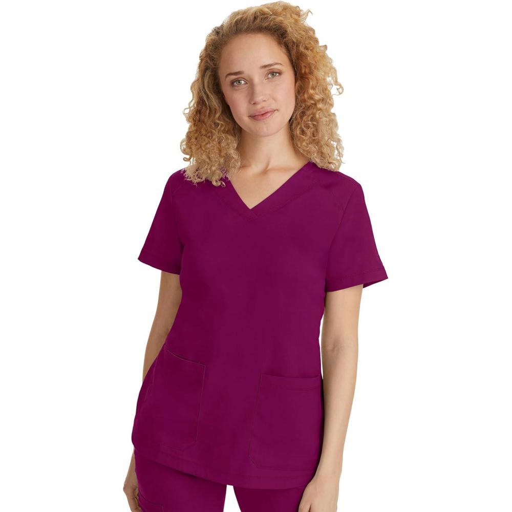 imageHealing Hands Scrubs for Women Jill Scrub Top VNeck Modern Fit with 2 Patch Pockets and 2Way Stretch Fabric 2320Wine