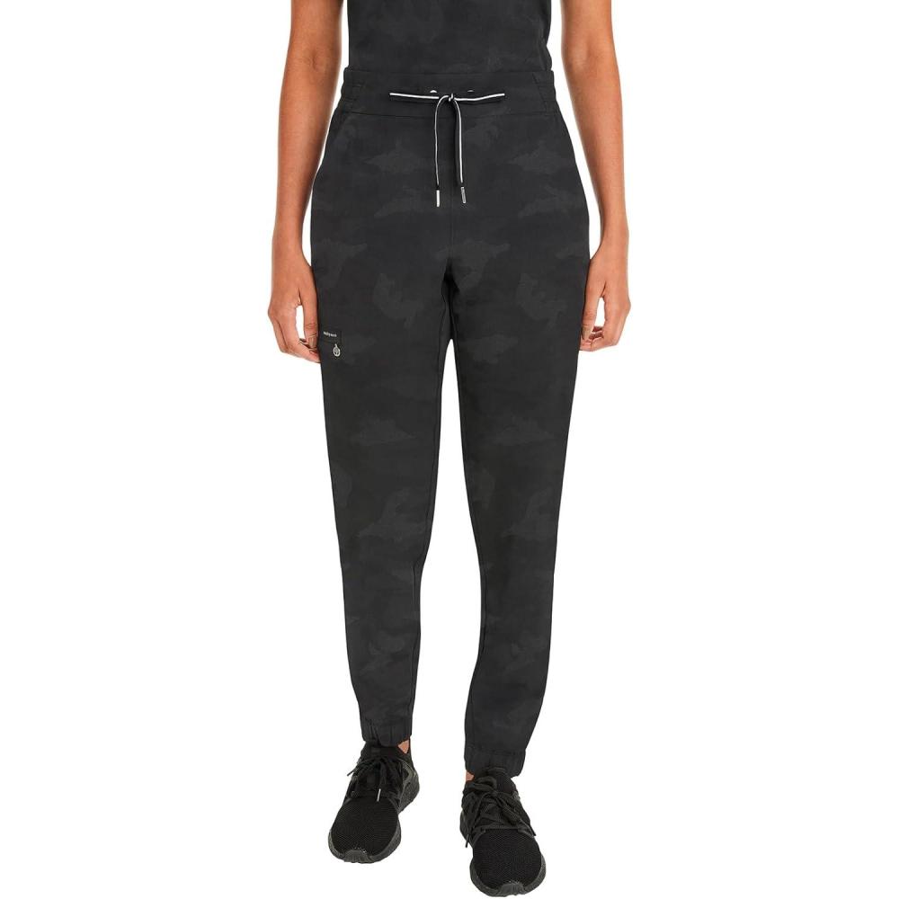 imageHealing Hands Scrubs for Women Jogger Camo Pant Tate 5 Pockets Moisture Wicking Easy Care 360 Stretch Quick Dry 9350Black