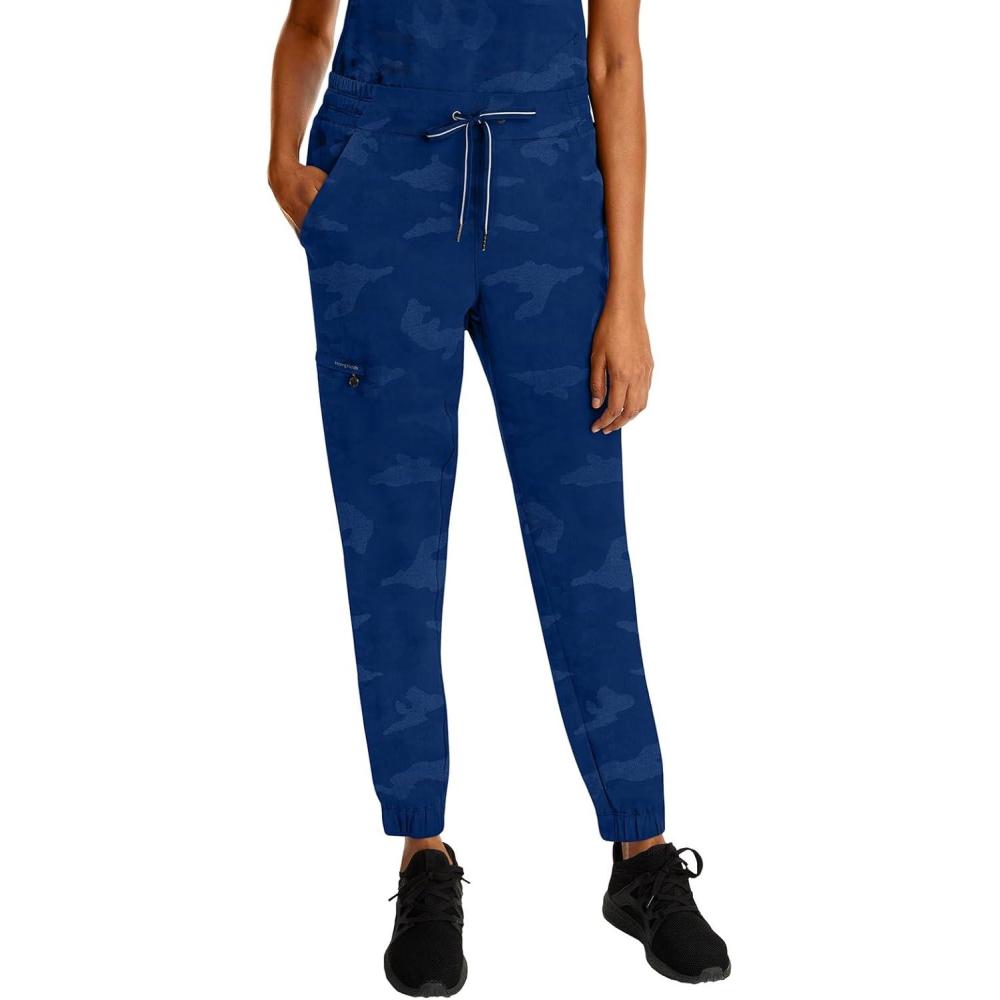 imageHealing Hands Scrubs for Women Jogger Camo Pant Tate 5 Pockets Moisture Wicking Easy Care 360 Stretch Quick Dry  9350Navy