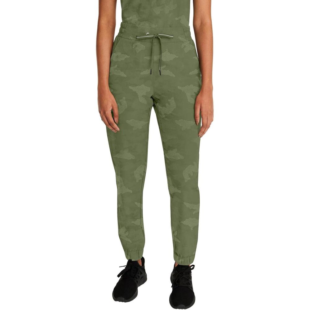 imageHealing Hands Scrubs for Women Jogger Camo Pant Tate 5 Pockets Moisture Wicking Easy Care 360 Stretch Quick Dry 9350Olive