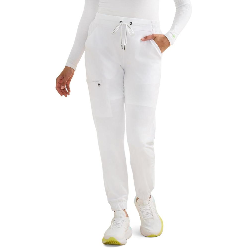 imageHealing Hands Scrubs for Women Jogger Camo Pant Tate 5 Pockets Moisture Wicking Easy Care 360 Stretch Quick Dry 9350White