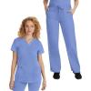 Healing Hands Scrub Set For Women with 5 Pockets, V-Neck Scrub Top 2278, and Taylor Pants 9095 with 2-Way Stretch Technology(Ceil)