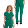 Healing Hands Scrub Set For Women with 5 Pockets, V-Neck Scrub Top 2278, and Taylor Pants 9095 with 2-Way Stretch Technology(Hunter)