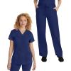 Healing Hands Scrub Set For Women with 5 Pockets, V-Neck Scrub Top 2278, and Taylor Pants 9095 with 2-Way Stretch Technology(Navy)