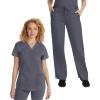 Healing Hands Scrub Set For Women with 5 Pockets, V-Neck Scrub Top 2278, and Taylor Pants 9095 with 2-Way Stretch Technology(Pewter)