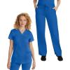 Healing Hands Scrub Set For Women with 5 Pockets, V-Neck Scrub Top 2278, and Taylor Pants 9095 with 2-Way Stretch Technology(Royal)