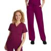 Healing Hands Scrub Set For Women with 5 Pockets, V-Neck Scrub Top 2278, and Taylor Pants 9095 with 2-Way Stretch Technology(Wine)