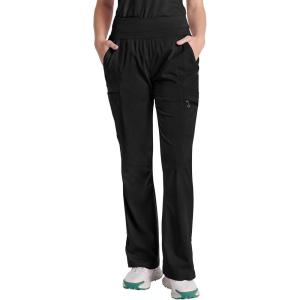 Healing Hands Scrub Pants for Women – Purple Label Bootcut Yoga Pants with 8 Pockets & Knit Waistband – HH002(Black)