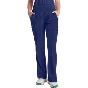 Healing Hands Scrub Pants for Women – Purple Label Bootcut Yoga Pants with 8 Pockets & Knit Waistband – HH002(Navy)