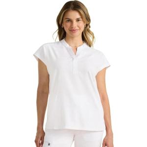 Healing Hands Scrub Top for Women Modern Fit Tee with 2 Pockets, Moisture Wicking, 360° Stretch and Quick Dry Fabric 2352(White)