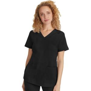 Healing Hands Scrubs for Women Jill Scrub Top V-Neck Modern Fit with 2 Patch Pockets and 2-Way Stretch Fabric 2320(Black)
